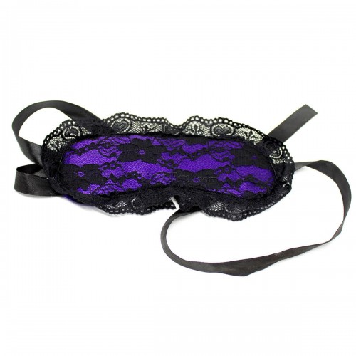 2 lace blindfold handcuffs set purple (10)