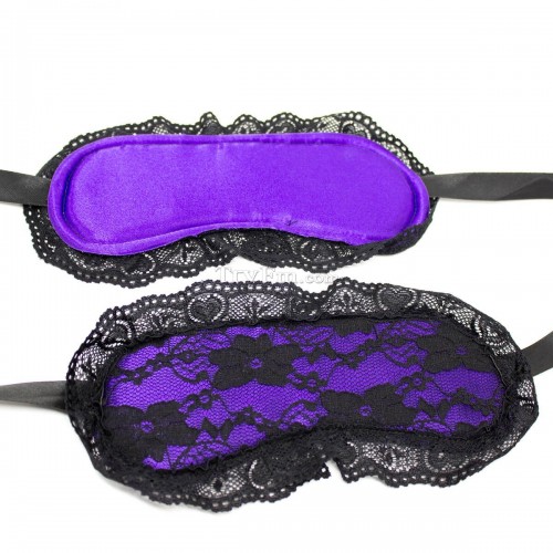 2 lace blindfold handcuffs set purple (17)