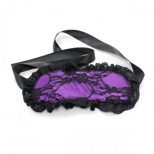 2 lace blindfold handcuffs set purple (2)