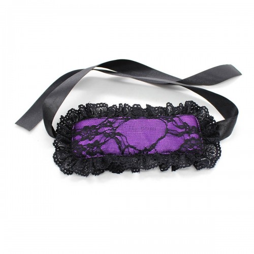 2 lace blindfold handcuffs set purple (3)