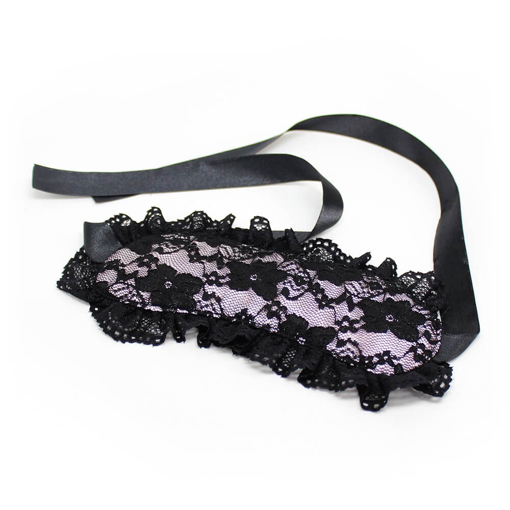 Lace Blindfold Handcuffs Set Purple - TRYFM.COM