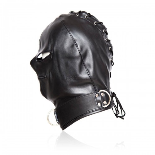 2 Bondage Hood with Posture Collar and Zippers (3)