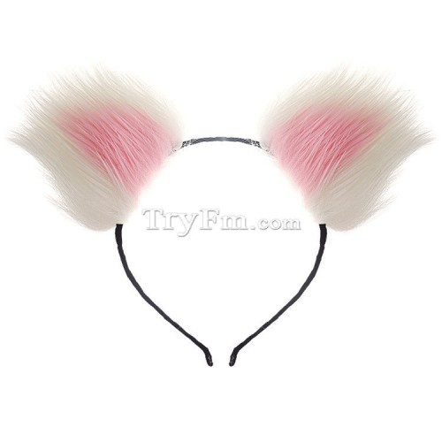 1 pink white furry hair sticks headdress (8)