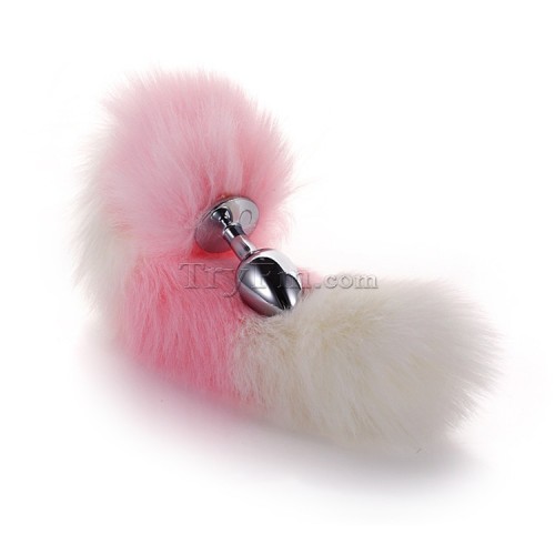 1 pink white furry tail anal plug (2)