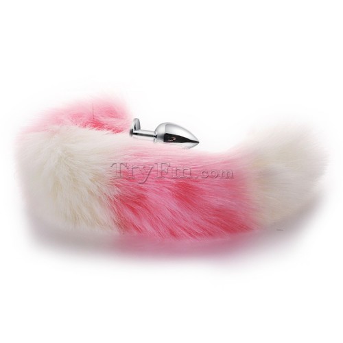 1 pink white furry tail anal plug (3)