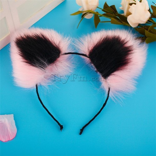 2 pink black furry hair sticks headdress (2)