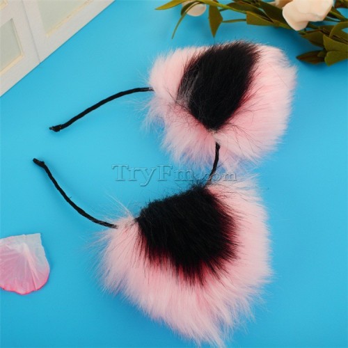 2 pink black furry hair sticks headdress (4)