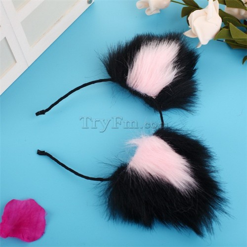 2 pink black furry hair sticks headdress (6)