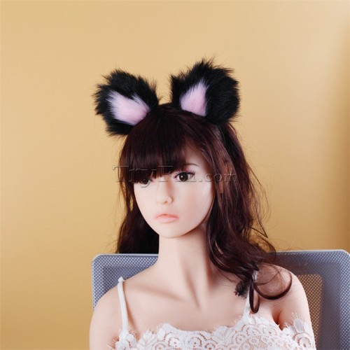 2 pink black furry hair sticks headdress (7)