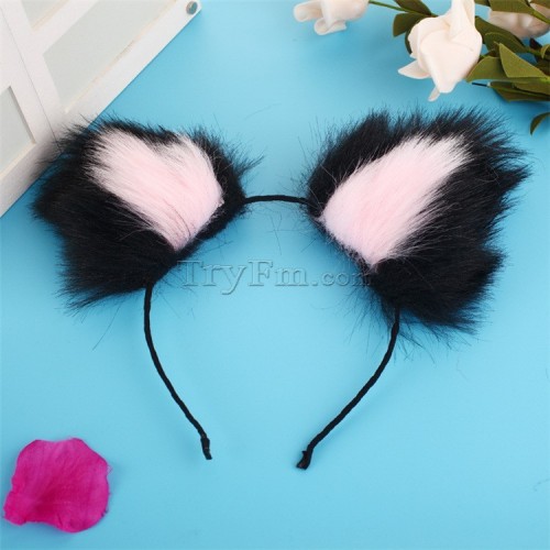 2 pink black furry hair sticks headdress (8)