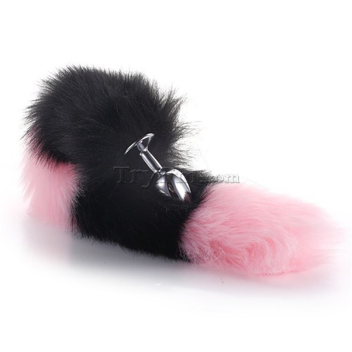 2 pink black furry tail anal plug (7)