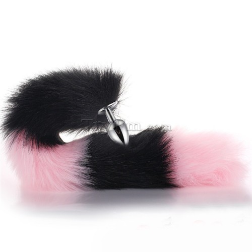 2 pink black furry tail anal plug (8)