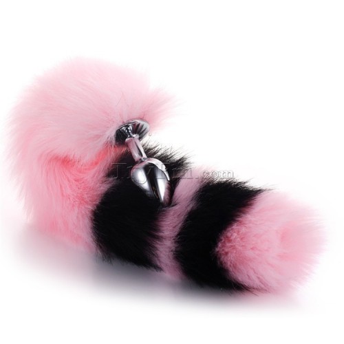 2 pink black furry tail anal plug (9)