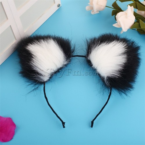3 white black furry hair sticks headdress (3)
