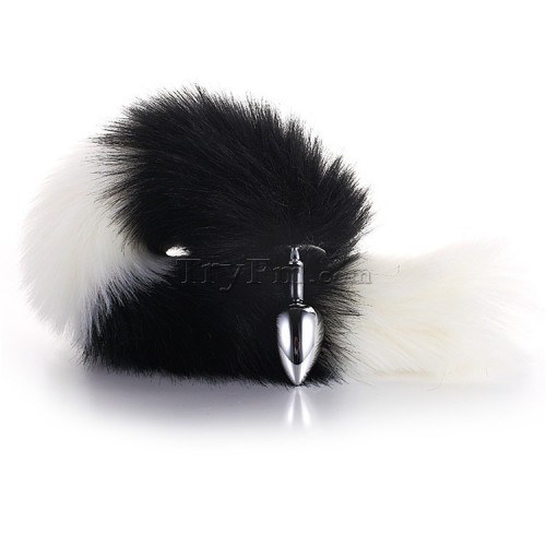 3 white black furry tail anal plug (2)
