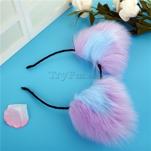 10 Blue purple furry hair sticks headdress (10)