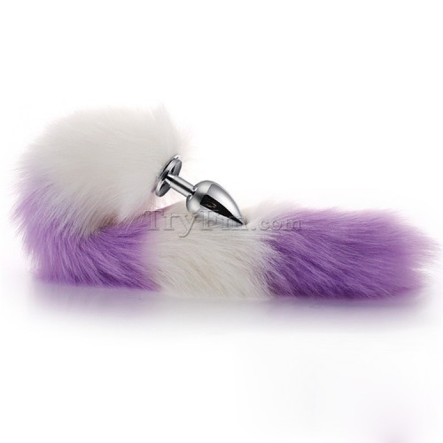 11 White purple furry tail anal plug (10)