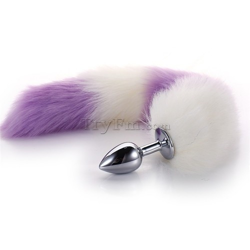 11 White purple furry tail anal plug (13)