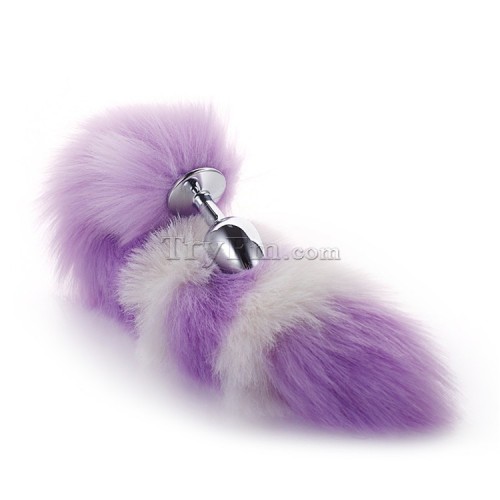11 White purple furry tail anal plug (16)