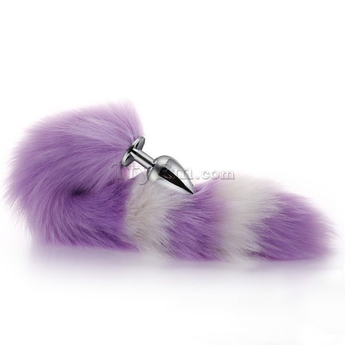 11 White purple furry tail anal plug (17)