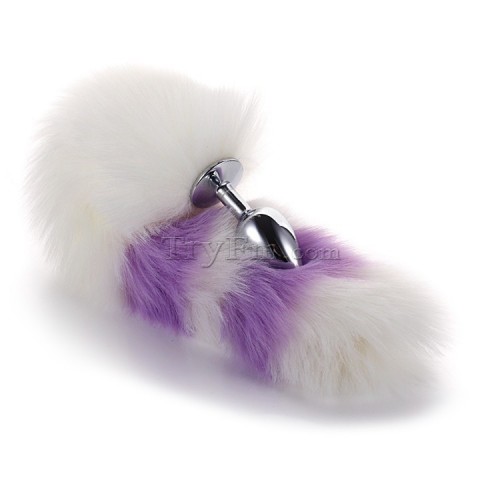 11 White purple furry tail anal plug (2)