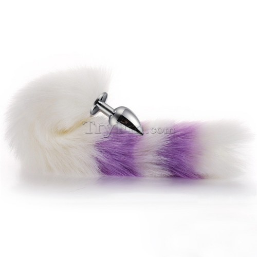 11 White purple furry tail anal plug (4)