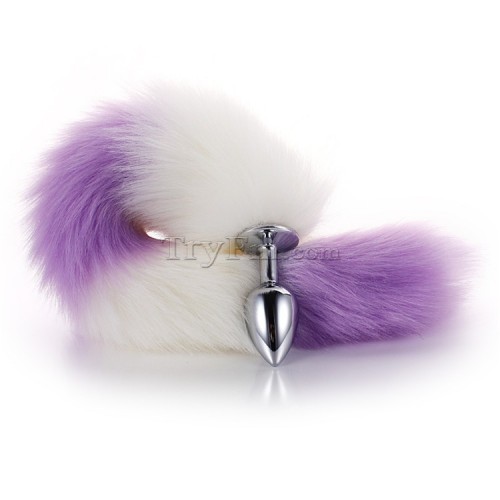 11 White purple furry tail anal plug (8)