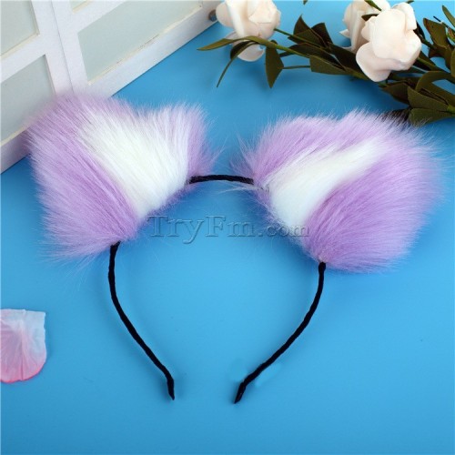 11 white purple furry hair sticks headdress (2)
