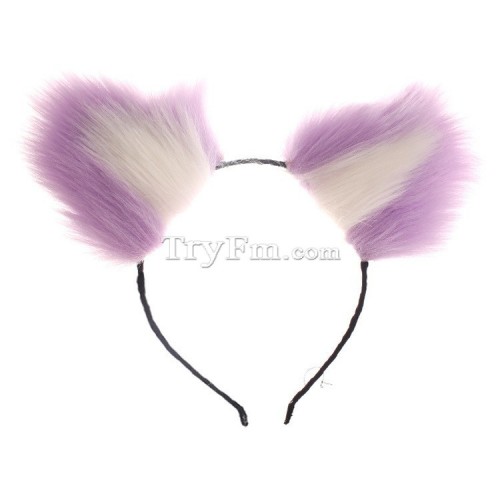 11 white purple furry hair sticks headdress (4)