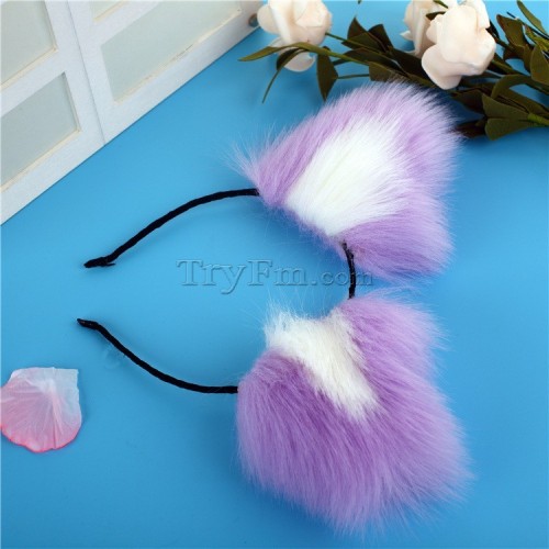 11 white purple furry hair sticks headdress (5)