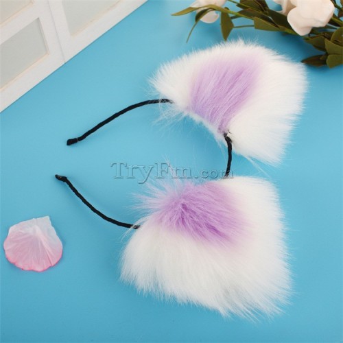 11 white purple furry hair sticks headdress (6)