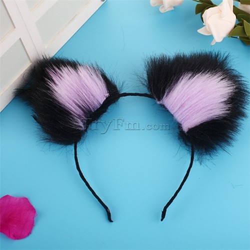13 black purple furry hair sticks headdress (2)