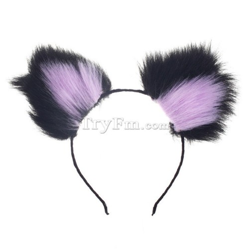 13 black purple furry hair sticks headdress (3)