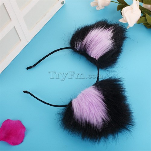 13 black purple furry hair sticks headdress (4)