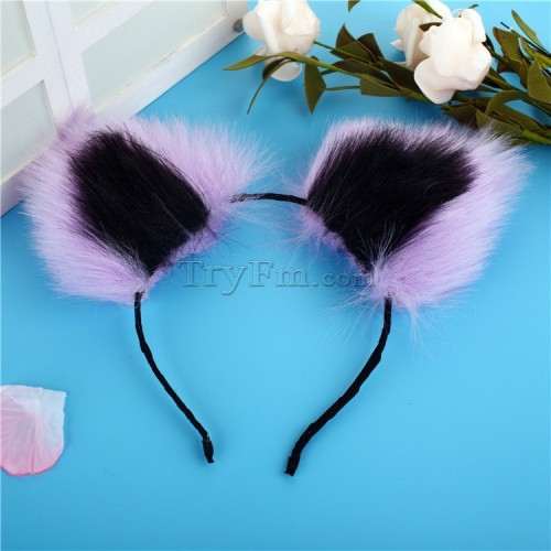 13 black purple furry hair sticks headdress (8)
