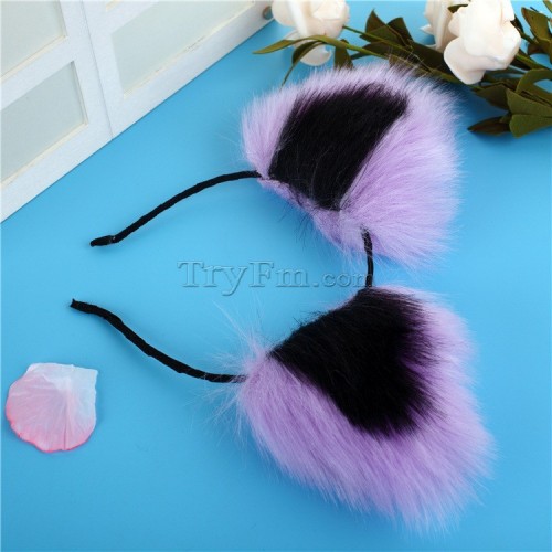 13 black purple furry hair sticks headdress (9)