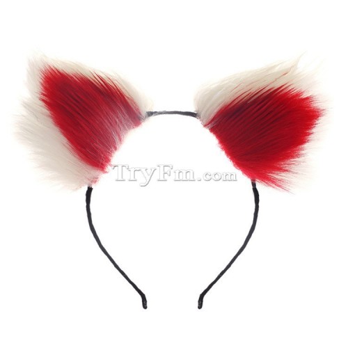 4 white red furry hair sticks headdress (2)