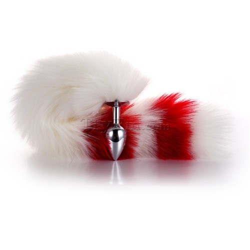 4 white red furry tail anal plug (1)