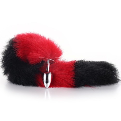 6 red black furry tail anal plug (3)