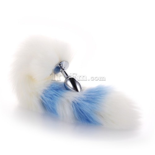 7 Blue white furry tail anal plug (3)