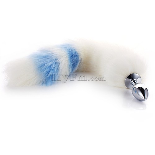 7 Blue white furry tail anal plug (5)