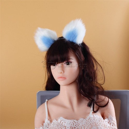 7 blue white furry hair sticks headdress (6)