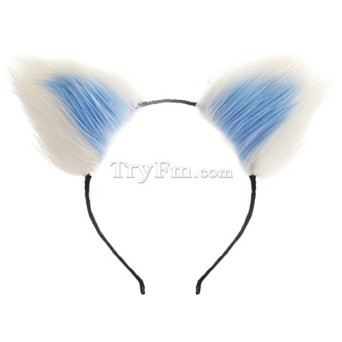 7 blue white furry hair sticks headdress (8)