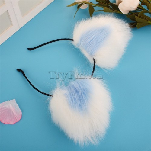 7 blue white furry hair sticks headdress (9)