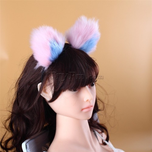 8 blue pink furry hair sticks headdress (1)