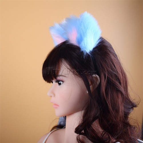 8 blue pink furry hair sticks headdress (11)