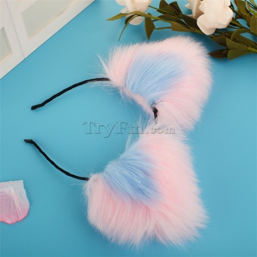 8 blue pink furry hair sticks headdress (3)