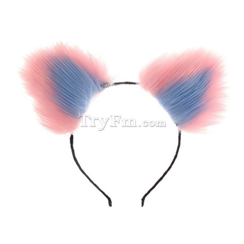 8 blue pink furry hair sticks headdress (5)