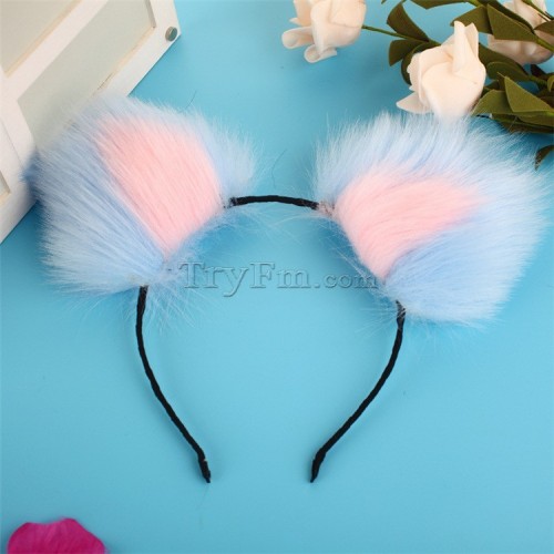 8 blue pink furry hair sticks headdress (6)