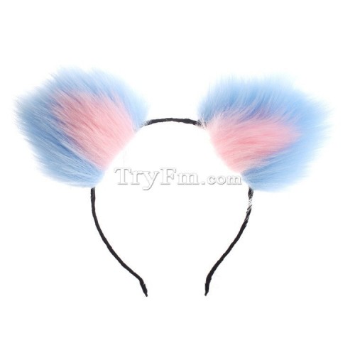8 blue pink furry hair sticks headdress (8)